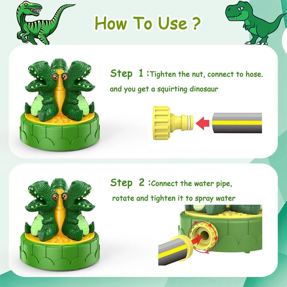Dinosaur SPLASH Water Sprinkler for Kids, 360° Rotation
