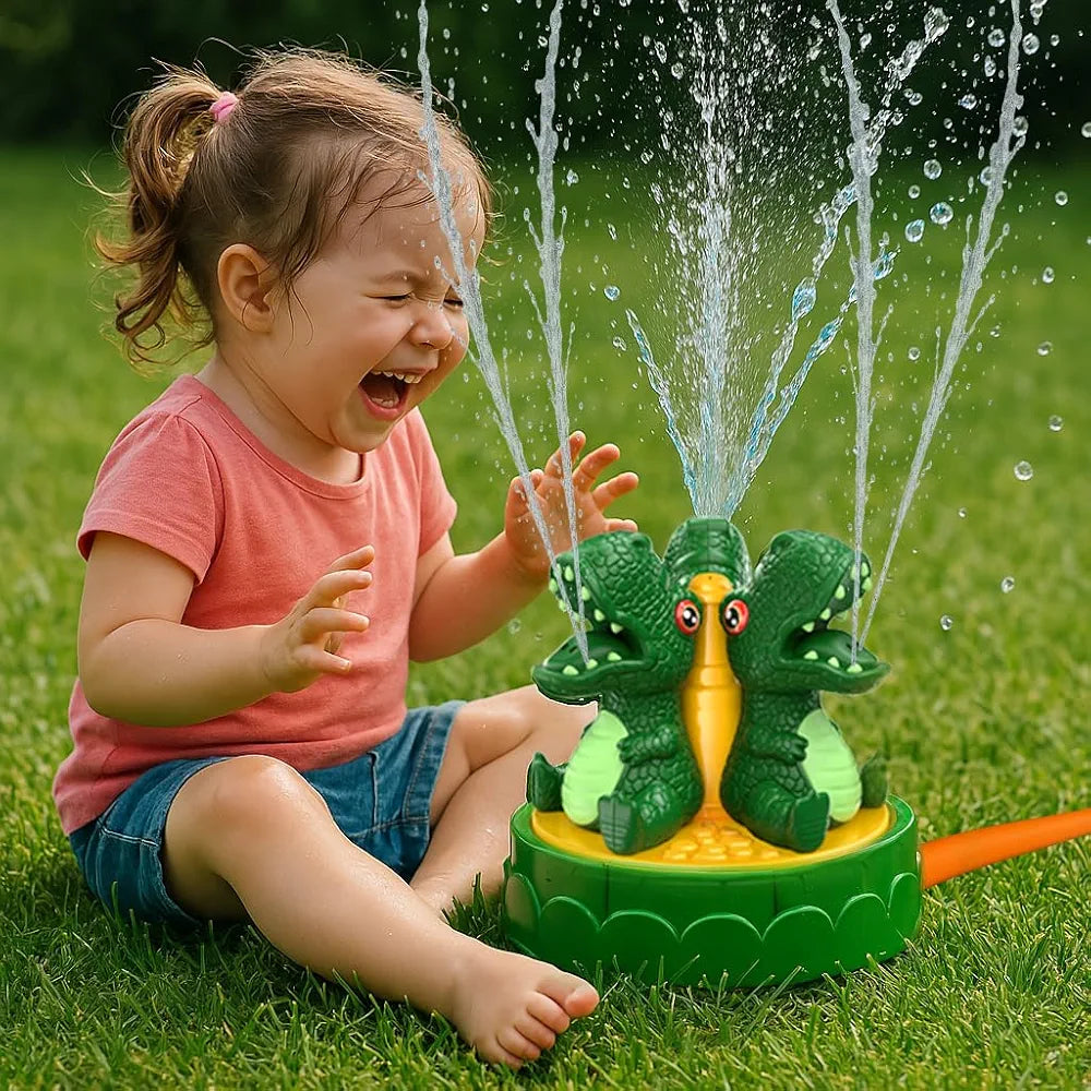 Dinosaur SPLASH Water Sprinkler for Kids, 360° Rotation