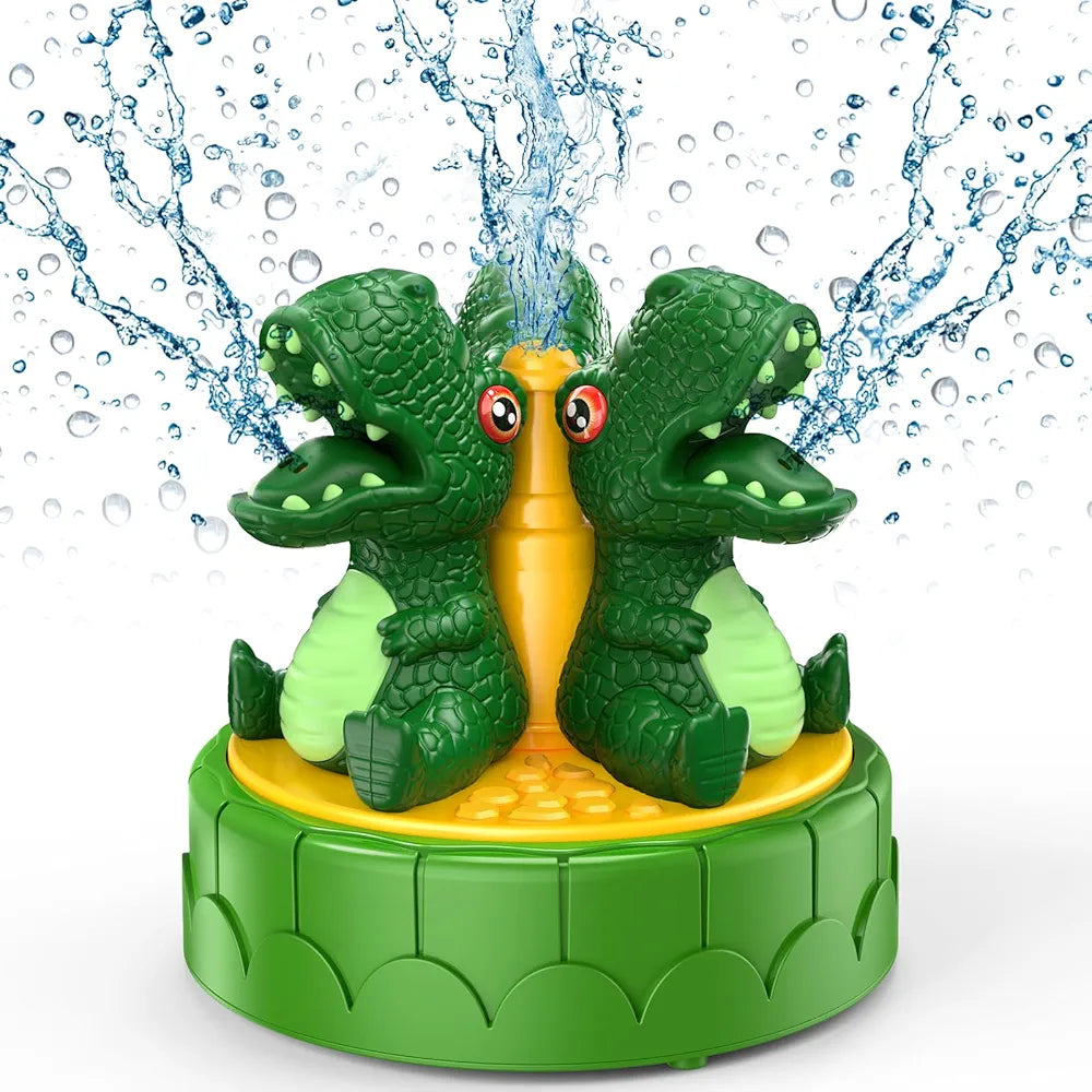 Dinosaur SPLASH Water Sprinkler for Kids, 360° Rotation