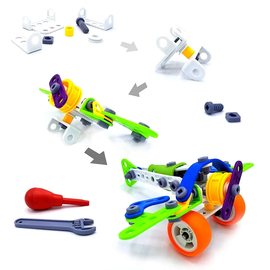 BUILD & PLAY - DIY Creative Junior Educational STEM Learning Construction Set for Boys & Girls 5+Years (tools Included)