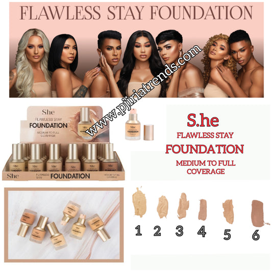 S.he FLAWLESS STAY FOUNDATION Medium to Full COVERAGE