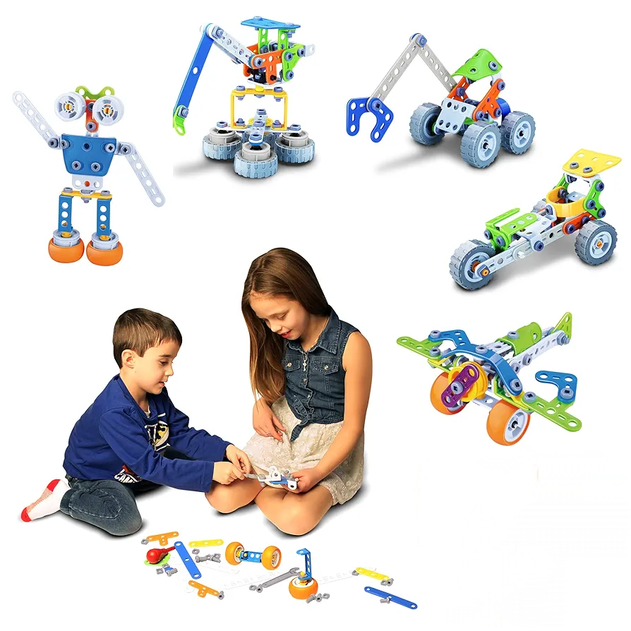 BUILD & PLAY - DIY Creative Junior Educational STEM Learning Construction Set for Boys & Girls 5+Years (tools Included)
