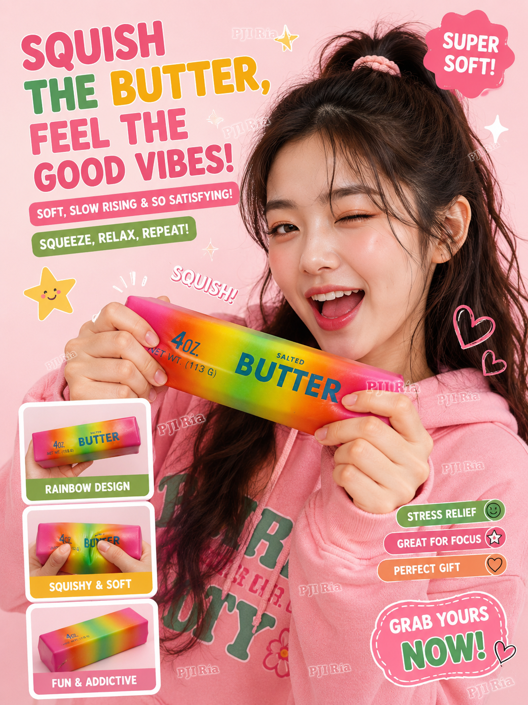 Rainbow Butter Stick Squishy of 4 oz.
