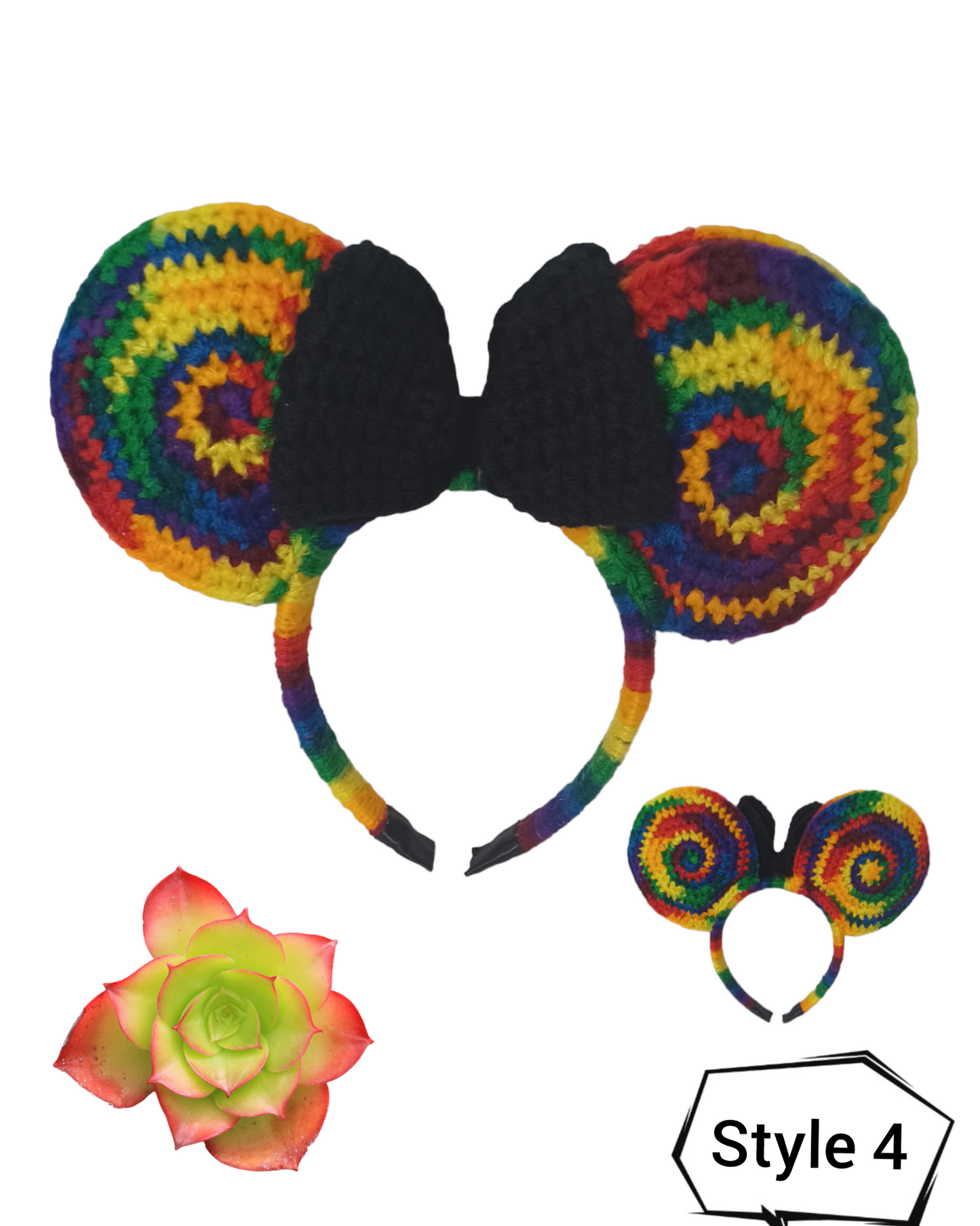 Diadema/Vinchas de Minnie Mouse de ganchillo hecha a mano de doble cara